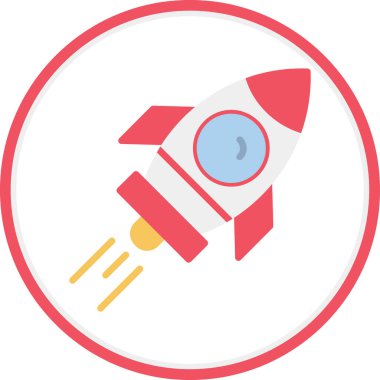 Roket gemi simgesi, vektör çizimi basit tasarım