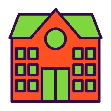 okul binası ikon vektör illüstrasyonu 