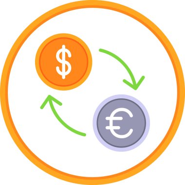 Para birimi değişim simgesi, vektör illüstrasyonu beyaz üzerine izole edilmiş basit tasarım 