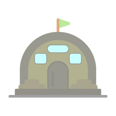 Yeşil arkaplanı olan bir binanın düz simgesi