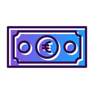 Euro banknotları ikon vektörü. İmzalanan Euro 'nun ana hatları. izole edilmiş sınır sembolü çizimi