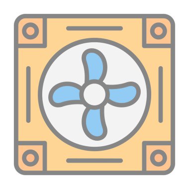 Soğutucunun vektör çizimi. Havalandırma fan çizimi, pictogram