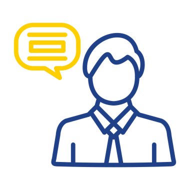 Konuşma baloncuğu çizgisi biçim vektör illüstrasyon tasarımına sahip iş adamı