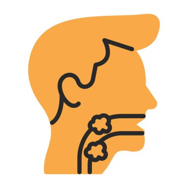 Erkek boğaz ikonu. Gırtlak kanseri vektör logosunun ağ için düz çizimi 