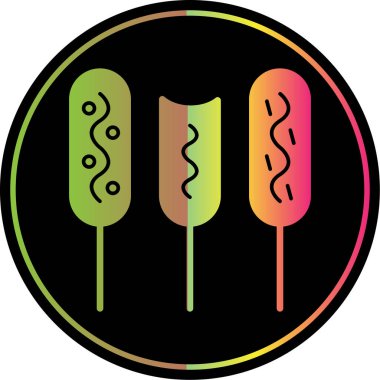 Tatlı bir karikatür ve renkli yiyeceklerin vektör çizimi