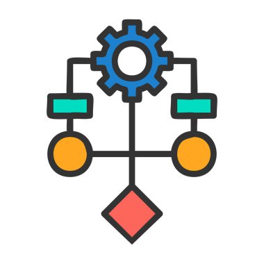 Algoritma ağ simgesi, vektör illüstrasyonu 