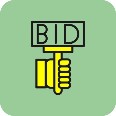 açık artırma vektörü düz renk simgesi