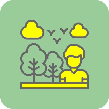 vector icon of Adventurer with trees clipart