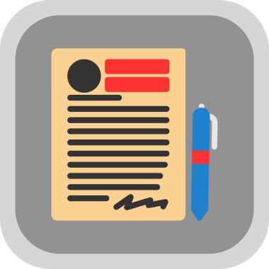 Sözleşme ve kalem düzlüğü simgesi, vektör illüstrasyonu