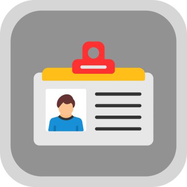 kimlik kartı düz simgesi, vektör, illüstrasyon