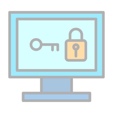 bilgisayar kilidi ikon vektör illüstrasyonu