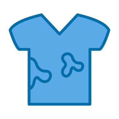 Kirli çamaşırlar. Yağ lekeli tişört. Çamaşır simgesi, vektör illüstrasyonu