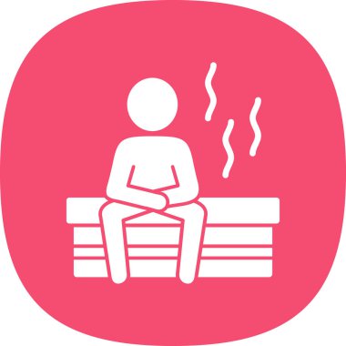 Sauna siluetindeki adam ağ simgesi, vektör illüstrasyonu 