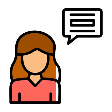 Kolayca değiştirebilen ya da düzenleyebilen konuşma kabarcığı vektör simgesine sahip kadın kullanıcı