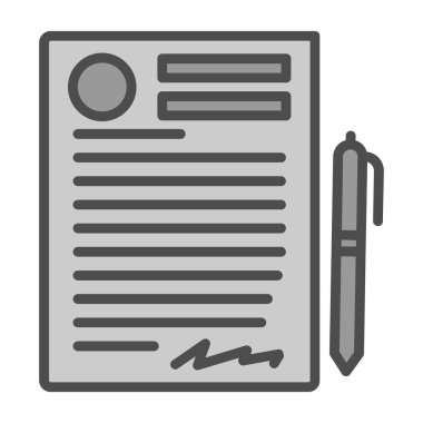 Sözleşme ve kalem düzlüğü simgesi, vektör illüstrasyonu