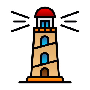 Deniz feneri. Web simgesi basit illüstrasyon