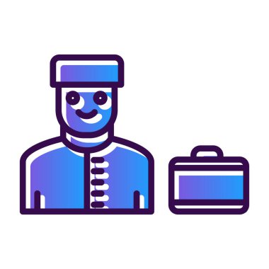 Mavi takım elbiseli ve çantalı bir adamın vektör çizimi