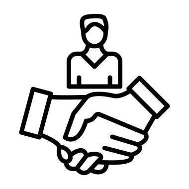 İş tokalaşma ikonu. Beyaz arkaplanda izole edilmiş web tasarımı için taslak anlaşma el sıkışma vektör simgesi