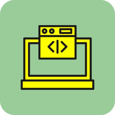 Web kodlama simgesi. düz tasarım biçimi 