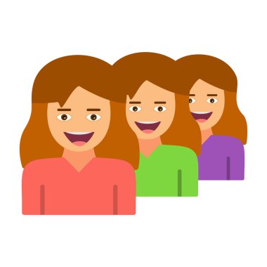 Farklı yüz ifadeleri olan bir grup gülümseyen kız.