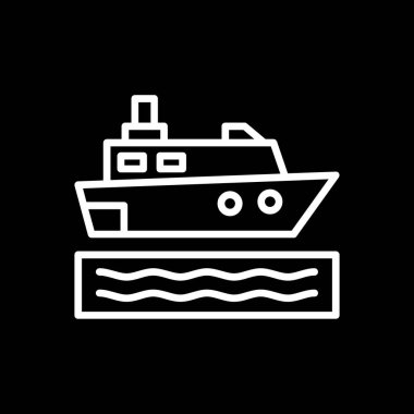 Geri ve beyaz Cruise gemi vektör çizimi basit tasarım