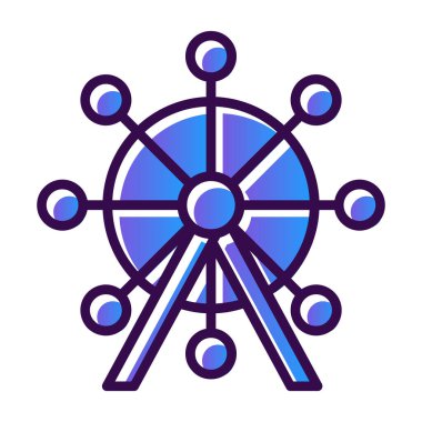 Dönme dolap ağ simgesi, vektör illüstrasyonu 