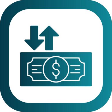 Dolar işareti çemberde oklarla, basit simge