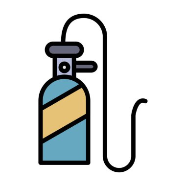 Oksijen tankı simgesi basit tasarım çizimi beyaz arkaplanda izole edildi 