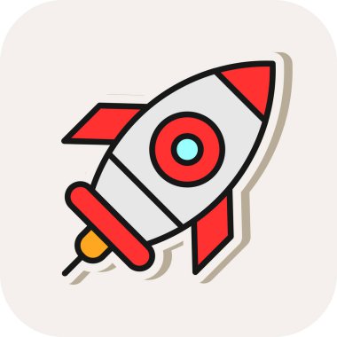 Roket gemi simgesi, vektör çizimi basit tasarım