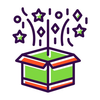 Sihirli kutu simgesi, vektör illüstrasyonu basit tasarım