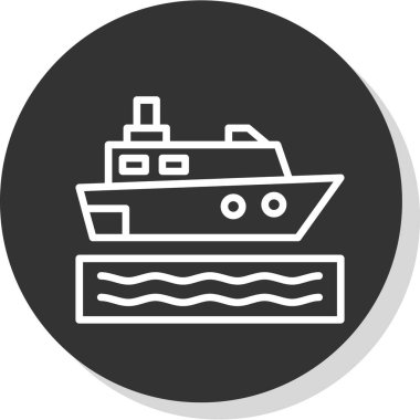Geri ve beyaz Cruise gemi vektör çizimi basit tasarım