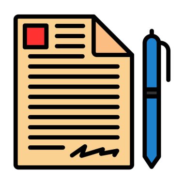 Dosya belgesi simgesi, Sözleşme web işareti, vektör illüstrasyonu