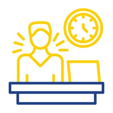 Saat çizgisi ikon vektör illüstrasyonuna sahip iş adamı