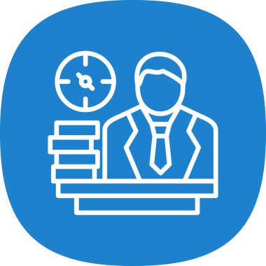 Dizüstü bilgisayarı ve saati olan bir adamın vektör çizimi