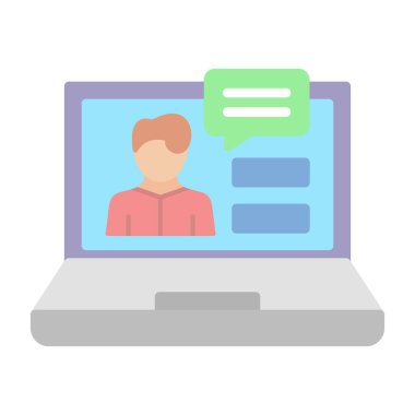 dizüstü bilgisayar sohbet simgesi, vektör illüstrasyonu