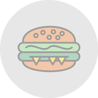 Hamburger ikonu vektör illüstrasyonu