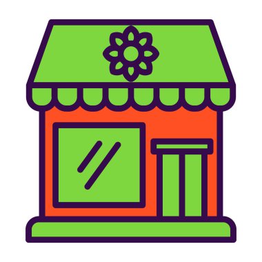 Çiçekçi binası simgesi, vektör illüstrasyon tasarımı