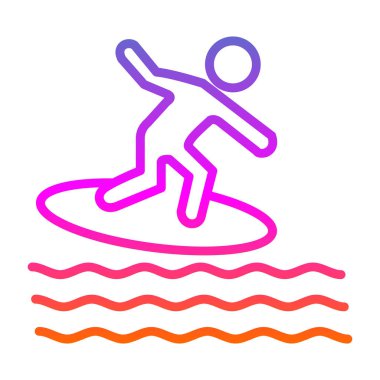 Sörf tahtası simgesi. Taslak sörf tahtası vektör simgesi rengi düz izole