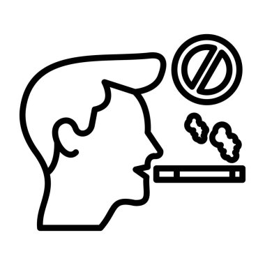 Sigara piposu ve sigara ikonu ana hatları vektörü. Sigara içiyorum. sigara dumanı