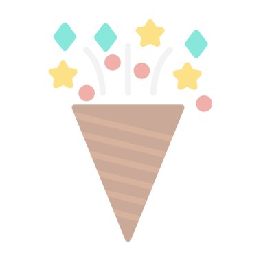 Konfeti düz simgesi, vektör illüstrasyonu 