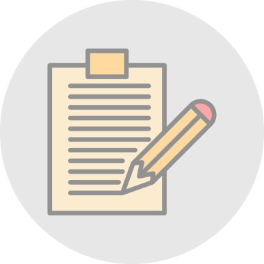 Kalem simgeli defter, vektör illüstrasyonlu basit tasarım