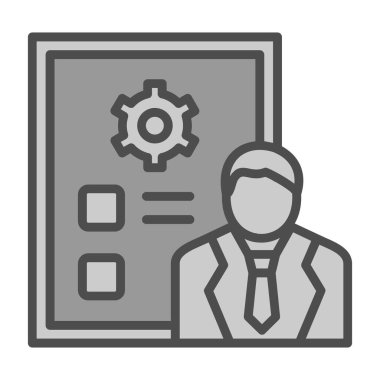 Yöneticisi simge vektör web ve mobil uygulaması tasarımı, Yöneticisi logo kavramı için izole üzerinde beyaz arka plan