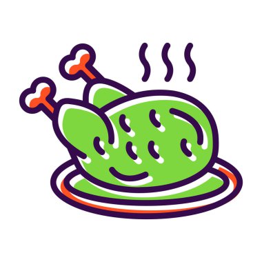 Kızarmış tavuk simgesi, vektör çizimi basit tasarım