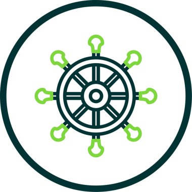 Direksiyon ikonu. Web için basit bir tekerlek vektör simgesi çizimi                    