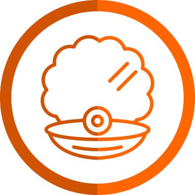 Kabuk kabuğu simgesinde inci, vektör illüstrasyonu