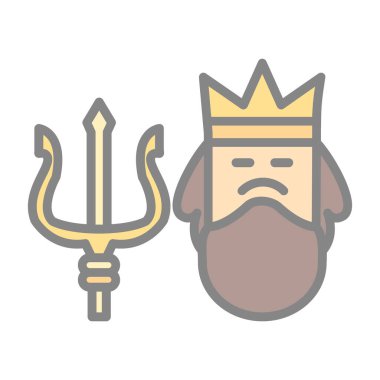 Poseidon simgesi. Mitoloji ikonu elementi. Web sitesi tasarımı ve geliştirilmesi için ince çizgi simgesi