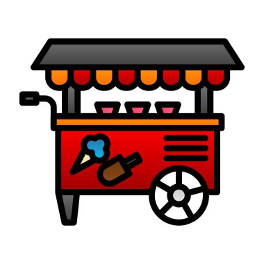 Basit dondurma arabası simgesi, vektör illüstrasyonu