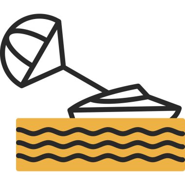 Plaj yaz ikonu taslak tarzında