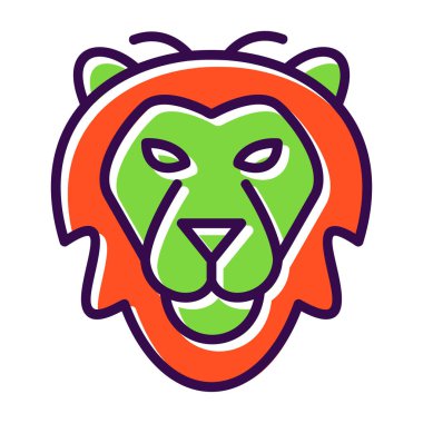 Aslan başı simgesi, vektör illüstrasyonu basit tasarım