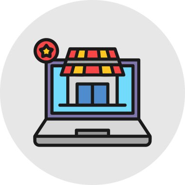 çevrimiçi depolama düz simgesi, vektör, illüstrasyon